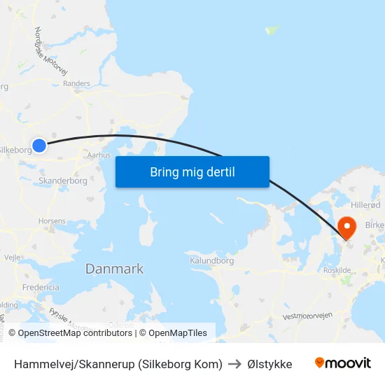 Hammelvej/Skannerup (Silkeborg Kom) to Ølstykke map