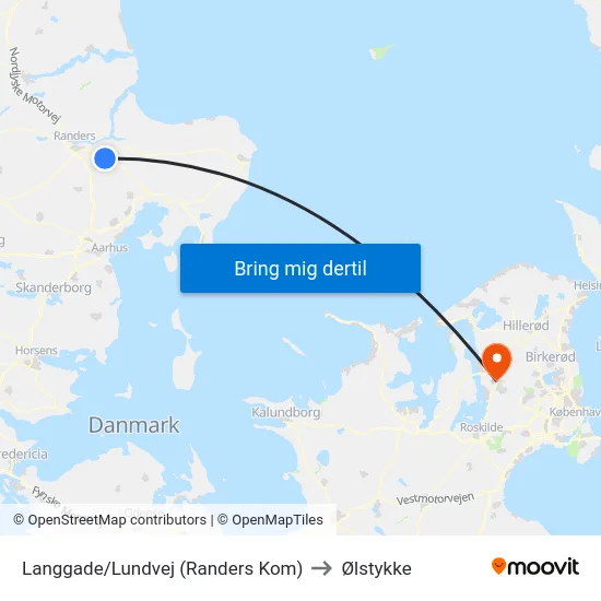 Langgade/Lundvej (Randers Kom) to Ølstykke map