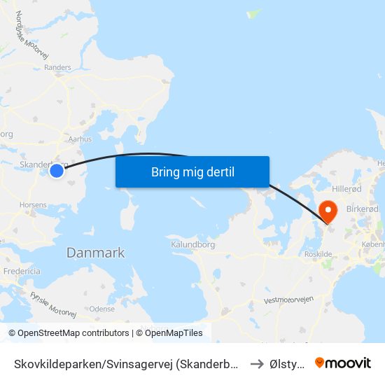 Skovkildeparken/Svinsagervej (Skanderborg Kom) to Ølstykke map