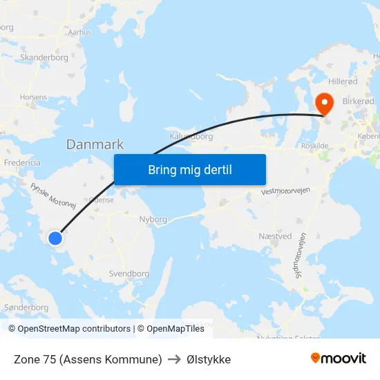 Zone 75 (Assens Kommune) to Ølstykke map