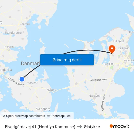 Elvedgårdsvej 41 (Nordfyn Kommune) to Ølstykke map