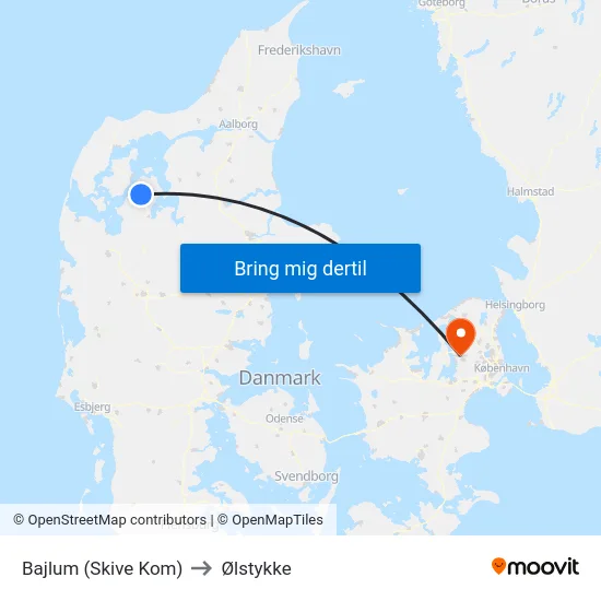 Bajlum (Skive Kom) to Ølstykke map