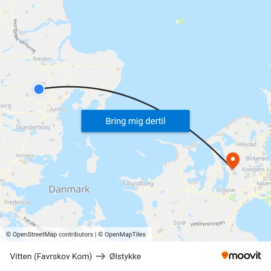 Vitten (Favrskov Kom) to Ølstykke map