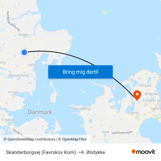Skanderborgvej (Favrskov Kom) to Ølstykke map