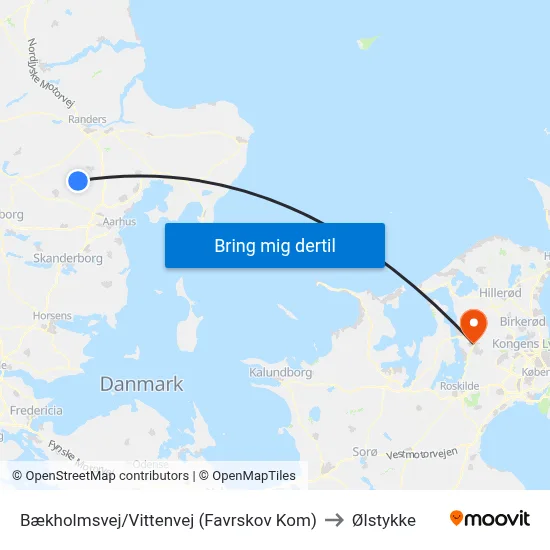 Bækholmsvej/Vittenvej (Favrskov Kom) to Ølstykke map