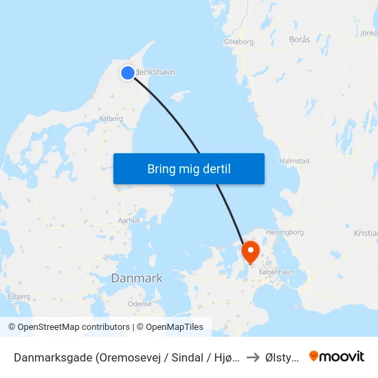 Danmarksgade (Oremosevej / Sindal / Hjørring K.) to Ølstykke map