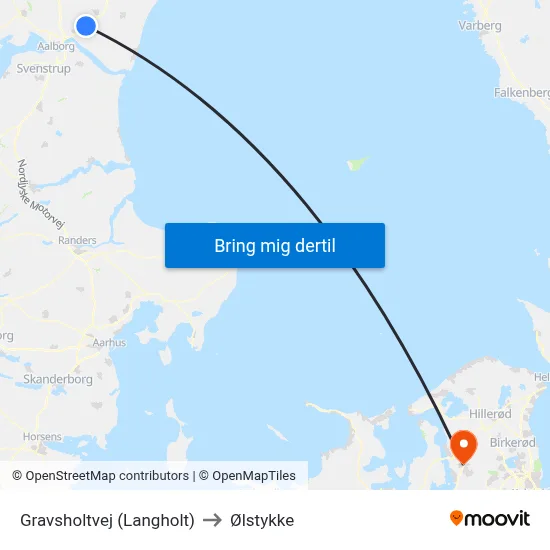 Gravsholtvej (Langholt) to Ølstykke map