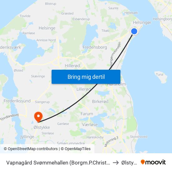 Vapnagård Svømmehallen (Borgm.P.Christensens Vej) to Ølstykke map