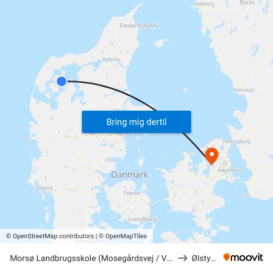 Morsø Landbrugsskole (Mosegårdsvej / Vodstrup) to Ølstykke map