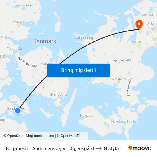 Borgmester Andersensvej V Jørgensgård to Ølstykke map