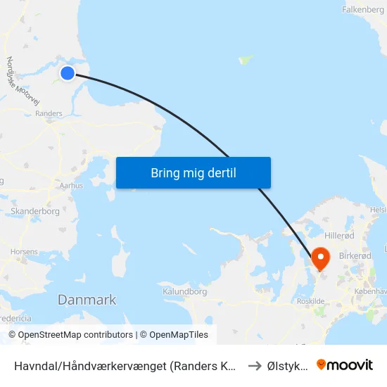 Havndal/Håndværkervænget (Randers Kom) to Ølstykke map