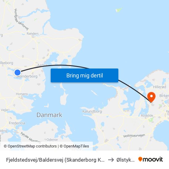 Fjeldstedsvej/Baldersvej (Skanderborg Kom) to Ølstykke map