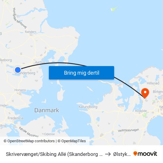 Skrivervænget/Skibing Allé (Skanderborg Kom) to Ølstykke map