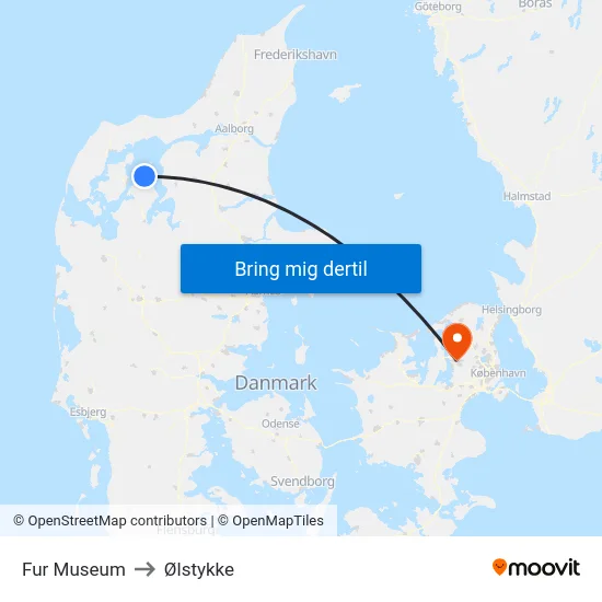Fur Museum to Ølstykke map