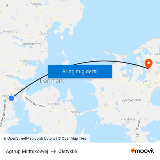 Agtrup Midtskovvej to Ølstykke map