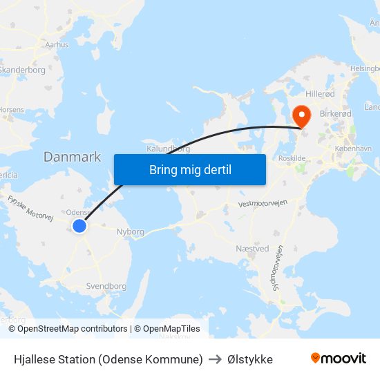 Hjallese Station (Odense Kommune) to Ølstykke map