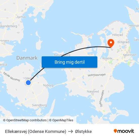 Ellekærsvej (Odense Kommune) to Ølstykke map