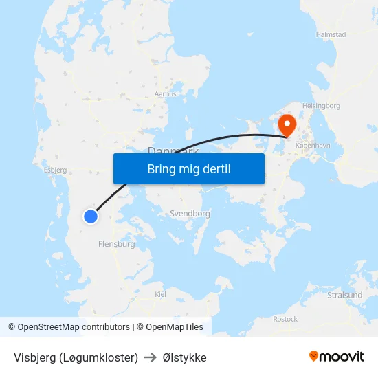 Visbjerg (Løgumkloster) to Ølstykke map