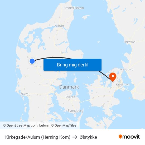 Kirkegade/Aulum (Herning Kom) to Ølstykke map