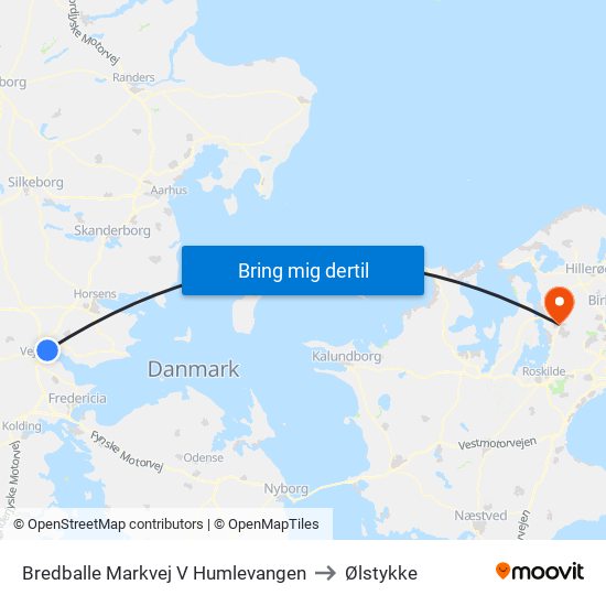 Bredballe Markvej V Humlevangen to Ølstykke map