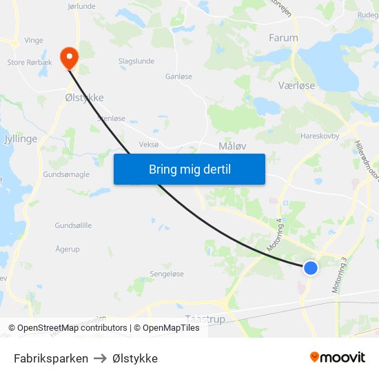 Fabriksparken to Ølstykke map