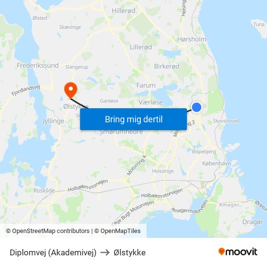 Diplomvej (Akademivej) to Ølstykke map