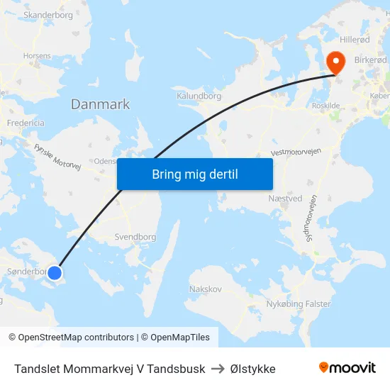 Tandslet Mommarkvej V Tandsbusk to Ølstykke map