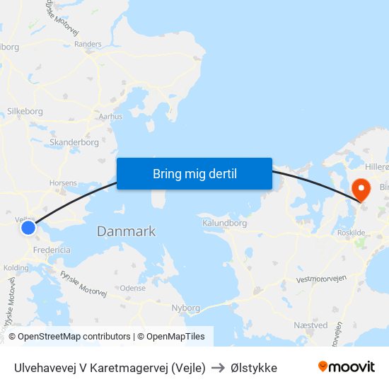 Ulvehavevej V Karetmagervej (Vejle) to Ølstykke map