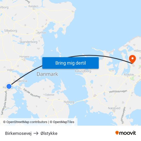 Birkemosevej to Ølstykke map