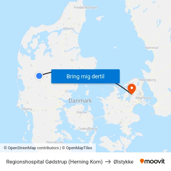 Regionshospital Gødstrup (Herning Kom) to Ølstykke map