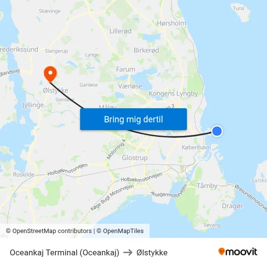 Oceankaj Terminal (Oceankaj) to Ølstykke map