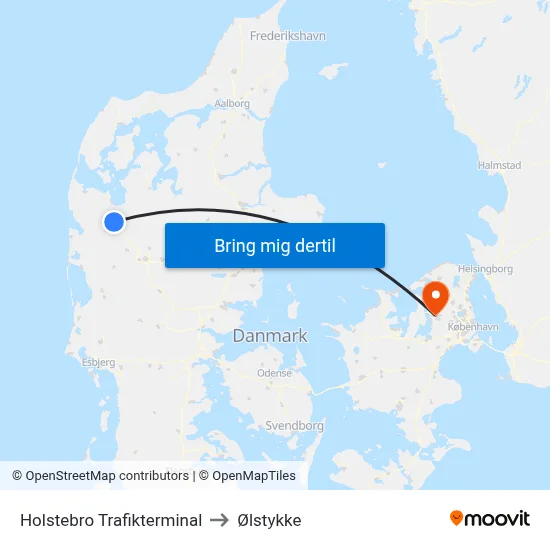 Holstebro Trafikterminal to Ølstykke map