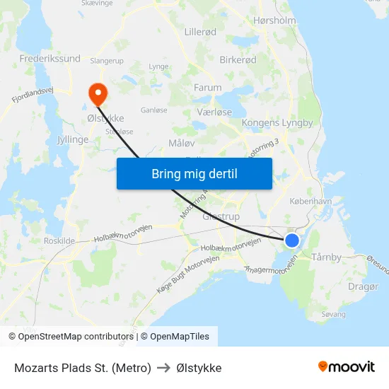 Mozarts Plads St. (Metro) to Ølstykke map