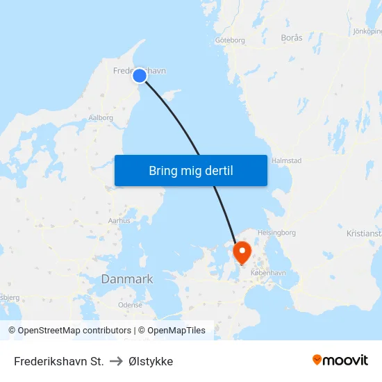 Frederikshavn St. to Ølstykke map