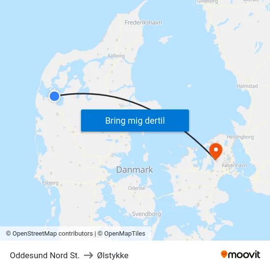 Oddesund Nord St. to Ølstykke map
