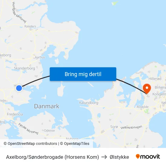 Axelborg/Sønderbrogade (Horsens Kom) to Ølstykke map