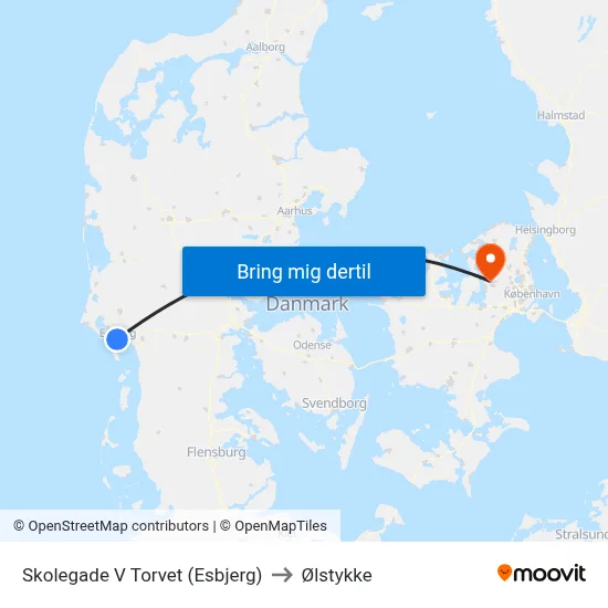 Skolegade V Torvet (Esbjerg) to Ølstykke map