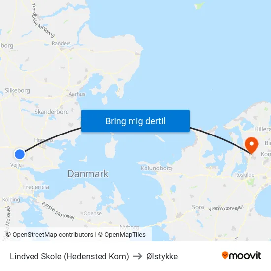 Lindved Skole (Hedensted Kom) to Ølstykke map