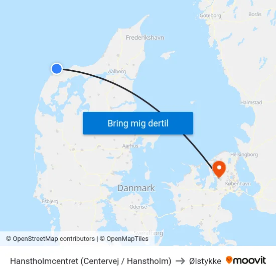 Hanstholmcentret (Centervej / Hanstholm) to Ølstykke map