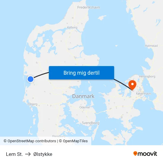 Lem St. to Ølstykke map
