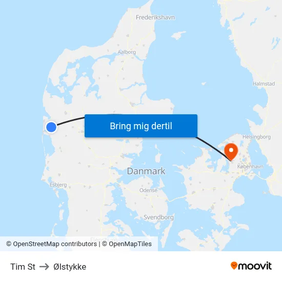 Tim St to Ølstykke map
