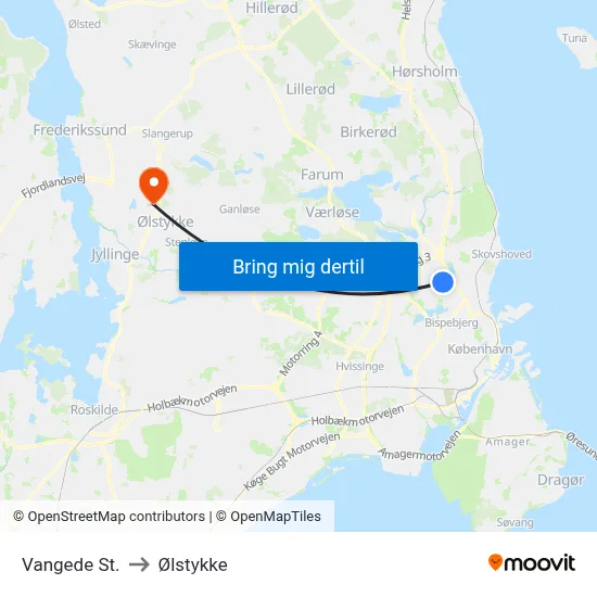 Vangede St. to Ølstykke map