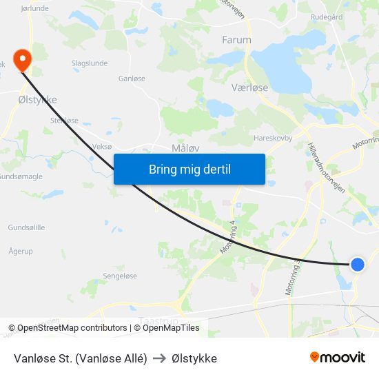 Vanløse St. (Vanløse Allé) to Ølstykke map