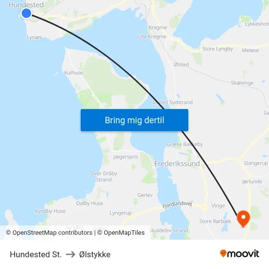 Hundested St. to Ølstykke map