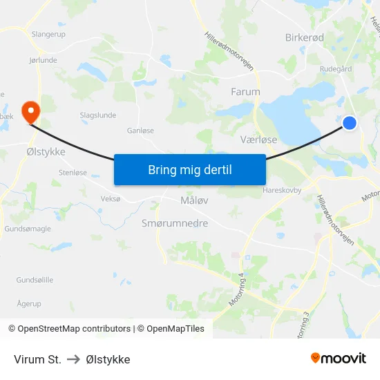 Virum St. to Ølstykke map
