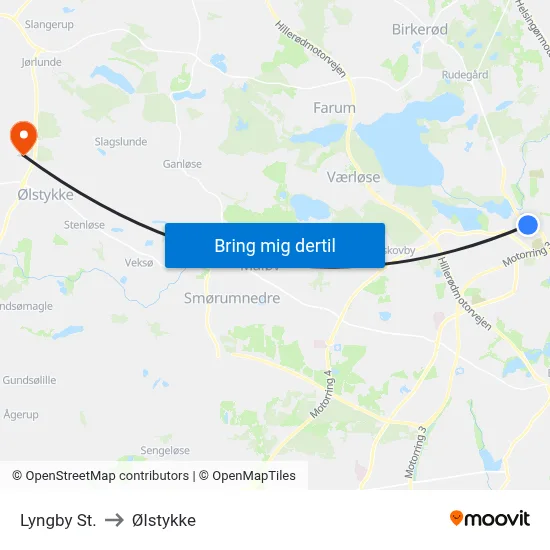 Lyngby St. to Ølstykke map