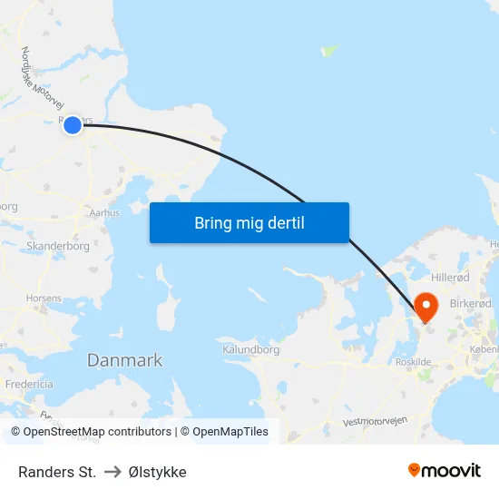 Randers St. to Ølstykke map