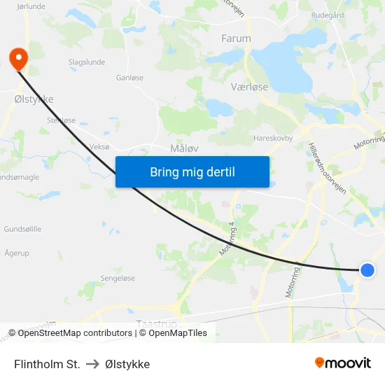 Flintholm St. to Ølstykke map