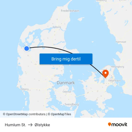 Humlum St. to Ølstykke map