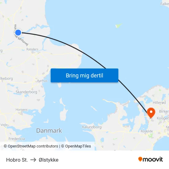 Hobro St. to Ølstykke map